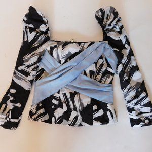 UNITEDWOOD SATIN BUSTIER TOP WITH LONG SLEEVES SZ 4